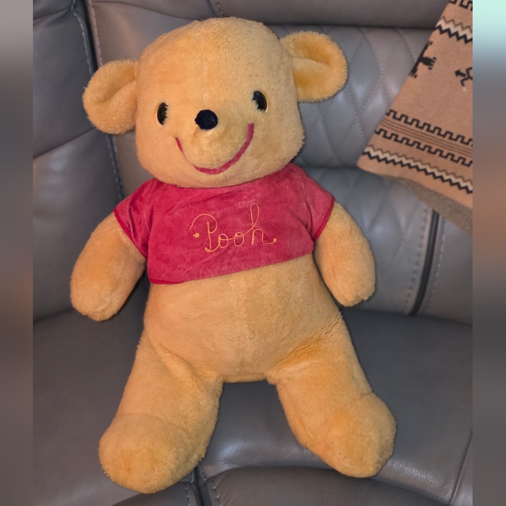 Vintage 1970's Winnie the Pooh Plush 24" velvet shirt Collectible stuffed bear